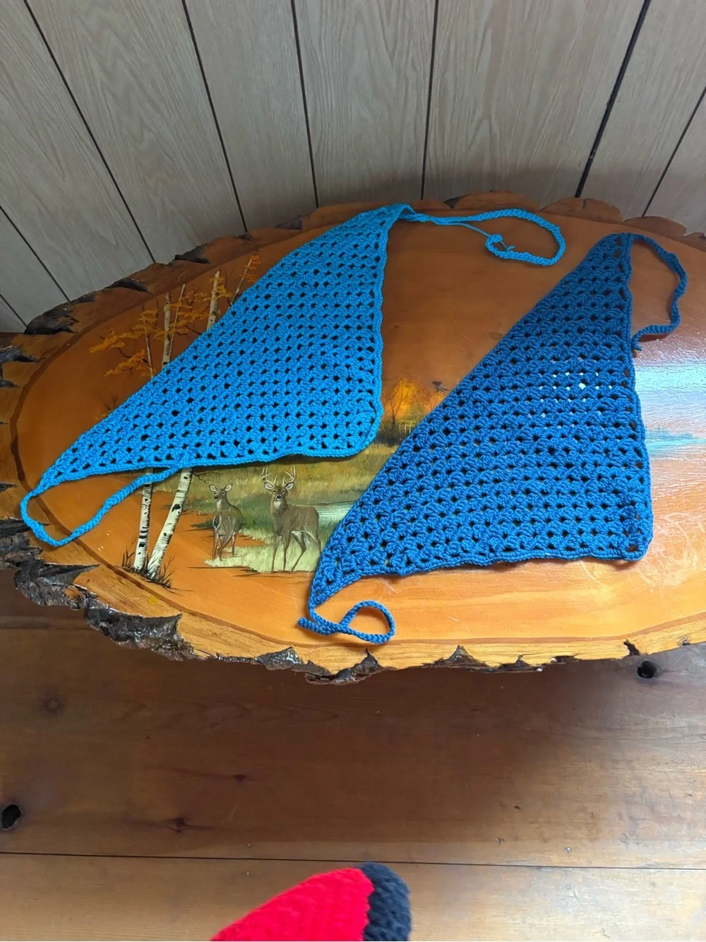 Homemade Blue Crochet Triangle Hair Topper